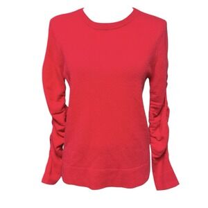 The Cashmere Project Ruched Sleeve Cashmere Sweater Women's Red M